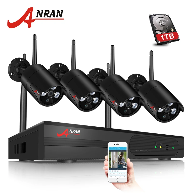 ANRAN 1080P Wifi камера наблюдения система беспроводная безопасности комплект 4CH NVR