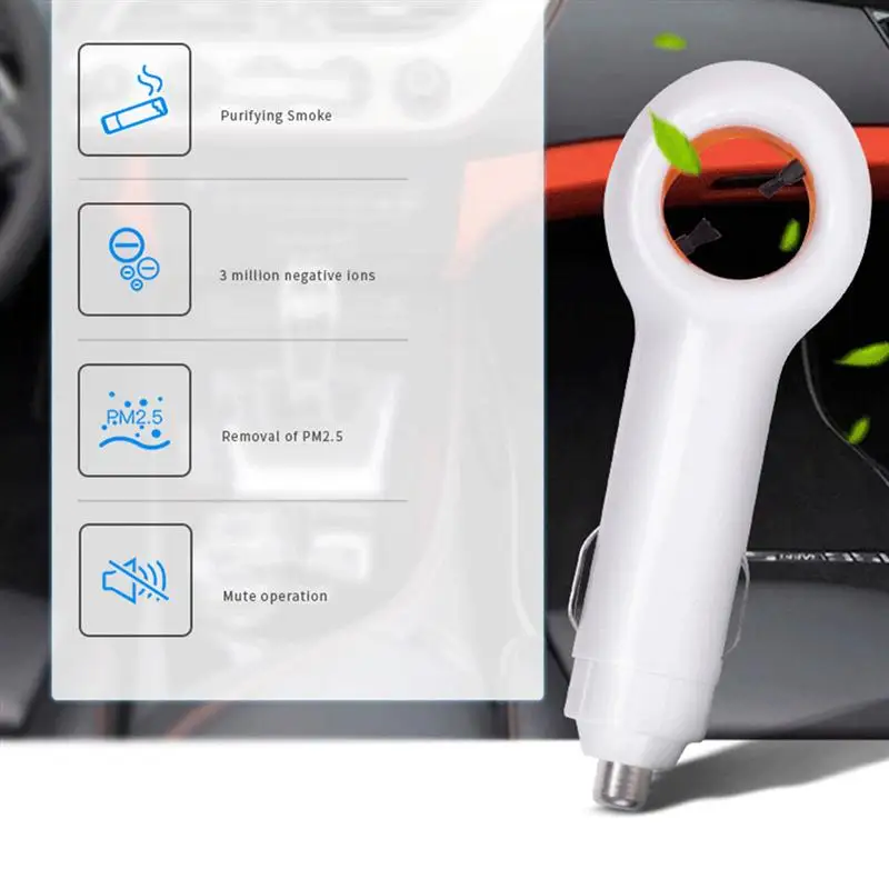 

Cigar Lighter Air Purifier Car Negative Ion Air Cleaner Formaldehyde Removal Oxygen Ionizer Cleaner Vehicle Air Freshener
