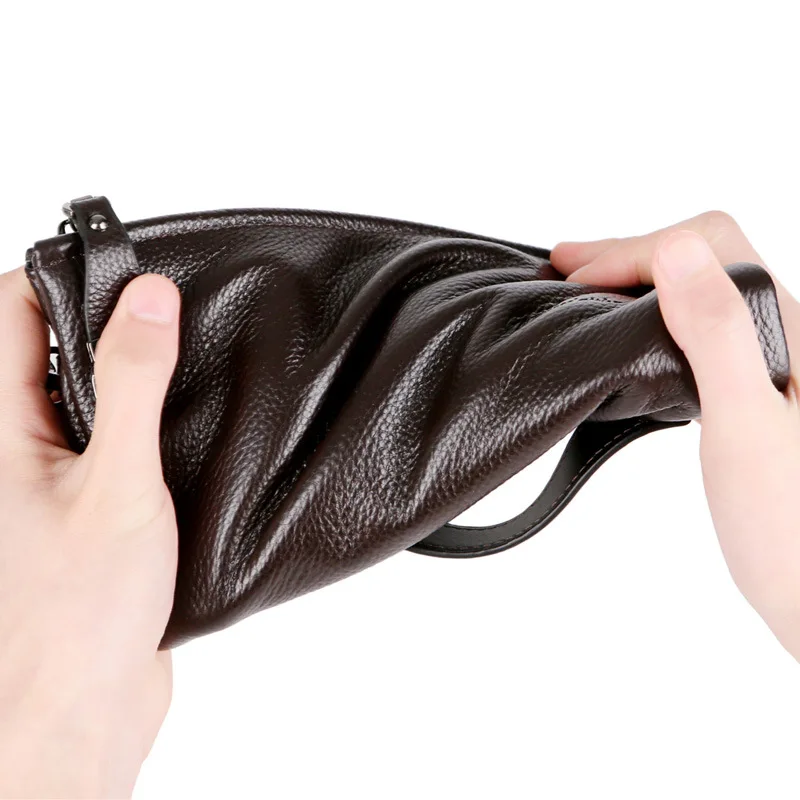 

Large Genuine Leather Cell Phone Wallet Men's Clutch bag Soft Cow Leather Long Wallet Card Holder Brand Handmade Male Purse New