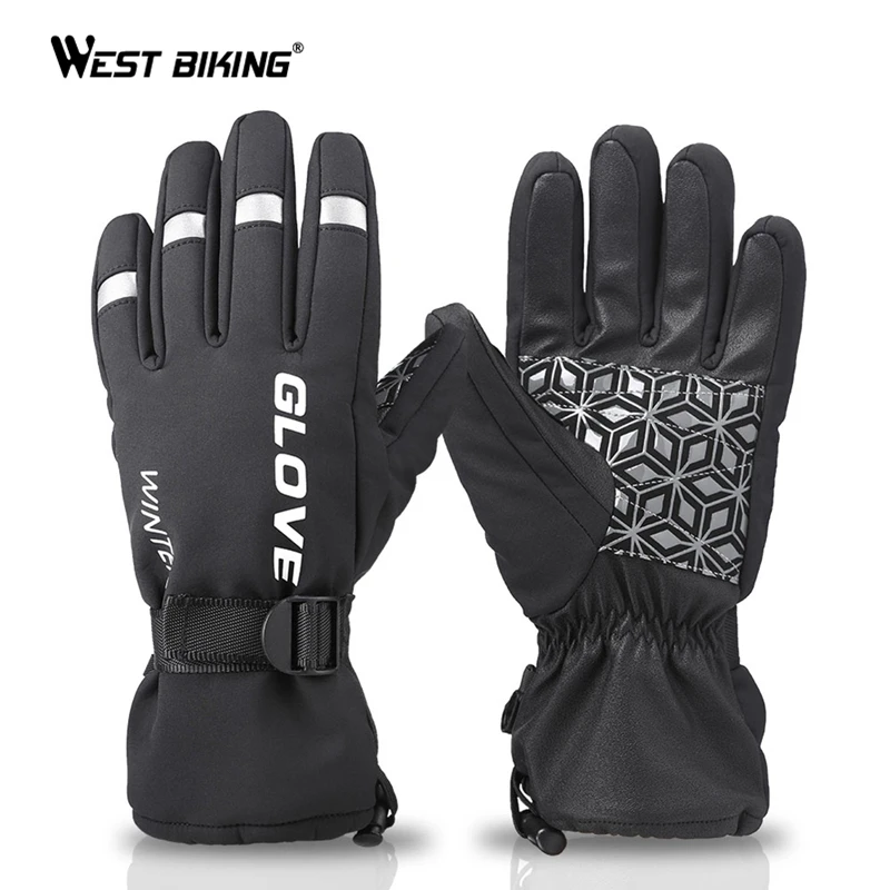 

Winter Thermal Full Finger Touch Screen Cycling Gloves Reflective Windproof Warm Bike Gloves Waterproof Bicycle Glove Men Women