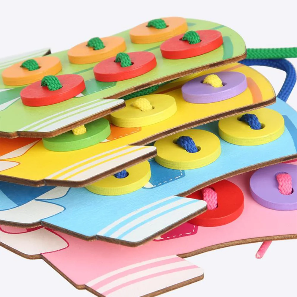 

Clothes String Button Funny Early Education Button Threading Board Rope Game Suitable for Age 3-5