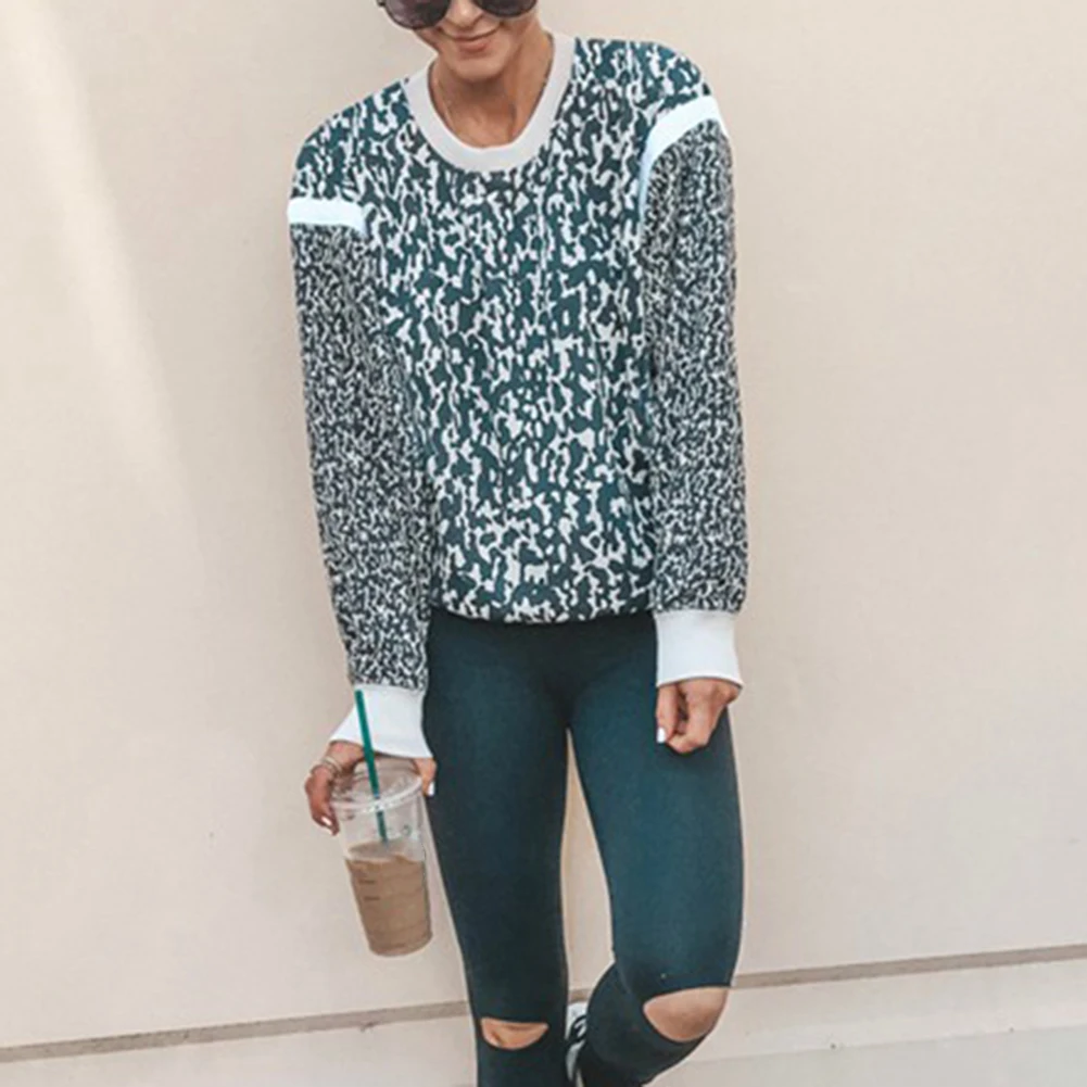 Женские свитшоты пуловер с леопардовым принтом на осень и зиму модные женские