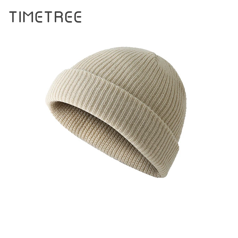 Модная короткая зимняя шапка бини одноцветная вязаная теплая мягкая мужская и