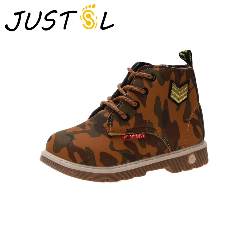 Детские ботинки JUSTSL Новинка осени 2019 кожаные для мальчиков и девочек детские Martin