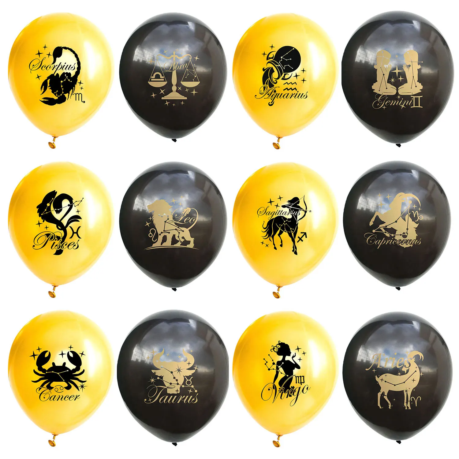 

20PCS 12 Constellation Black Gold Latex Balloons Star Zodiac Sign Ballons Twelve Horoscope Birthday Party Decor Kids Toy