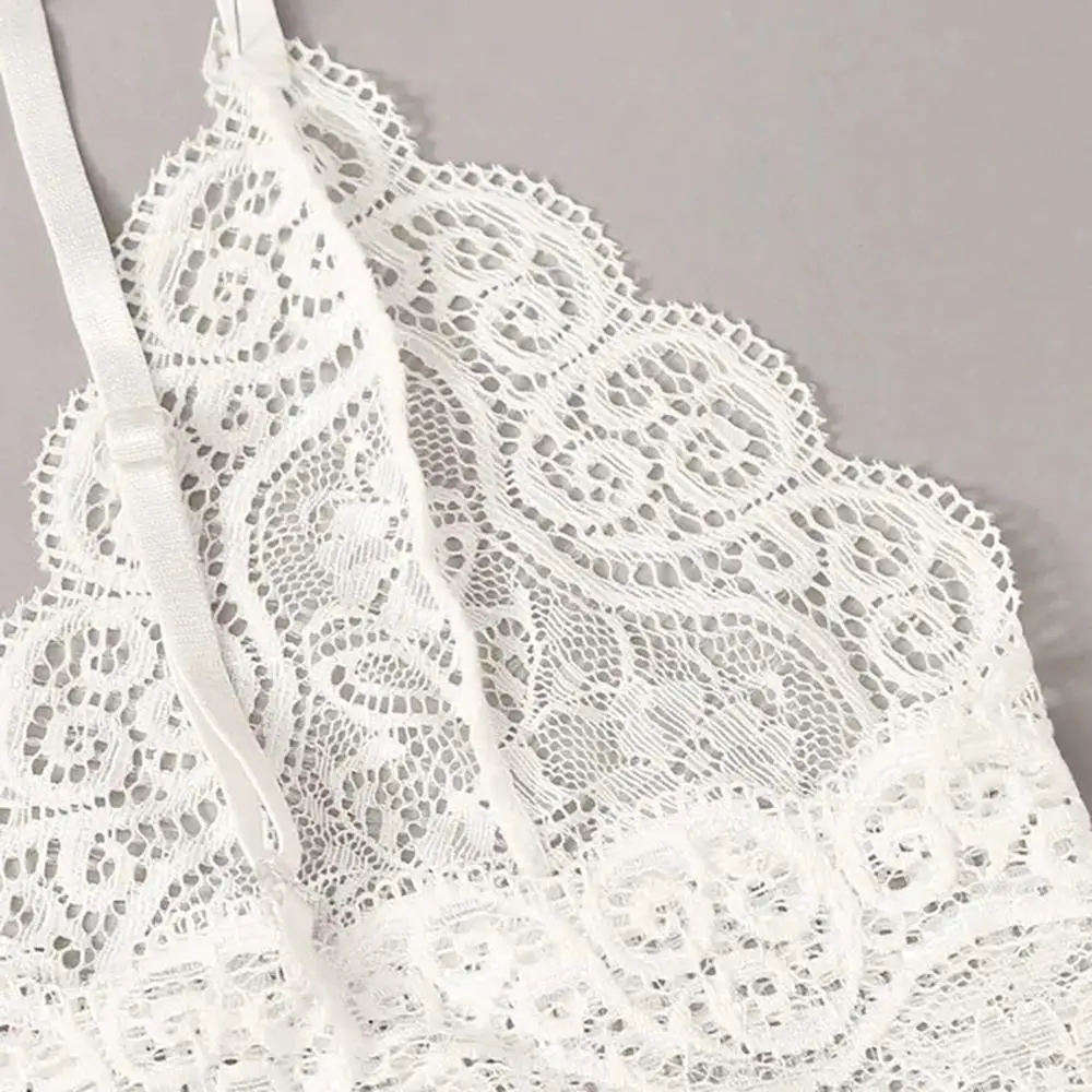 

2019 Women Transparent Floral Lace Lingerie Corset Lace Underwire Racy Muslin Sleepwear Underwear Tops+Briefs Green Wine S-XLA65