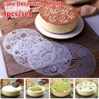 4pcsset plastic cake stencil diy cake decorating chocolate spray mold