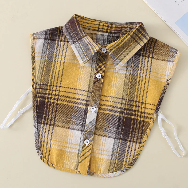 

Plaid Fake Collar for Women Detachable Collars Removable Stand Half Shirt Blouse Faux Col Ties Female Clothes Decor
