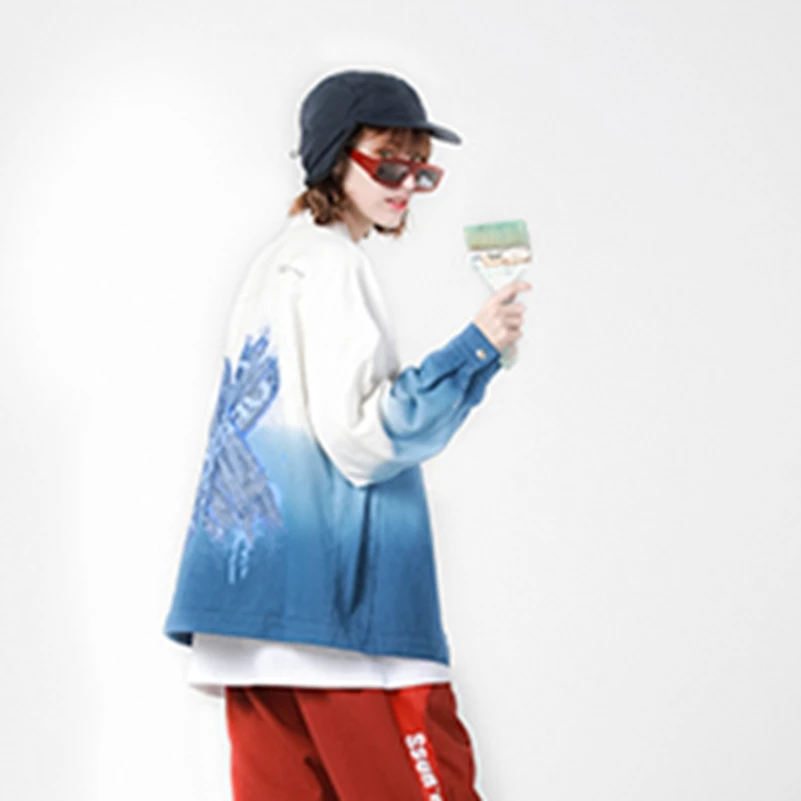 

Модная новая свободная джинсовая куртка с градиентным принтом, 2021