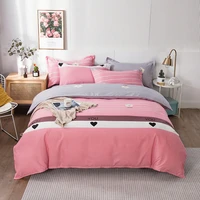pastoral floral duvet cover queen nordic pink plaid bedding sets sanding quilt covers single double king bed linens bedclothes