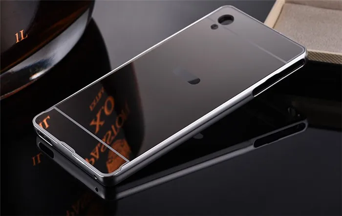 Роскошный металлический чехол для coque sony Xperia Z2 Z3 Z1 Z4 Z5 X Compact XZ XZ1 XZ2 ULTRA XA1 PLUS алюминиевая рамка зеркальный чехол для телефона - Цвет: Silver