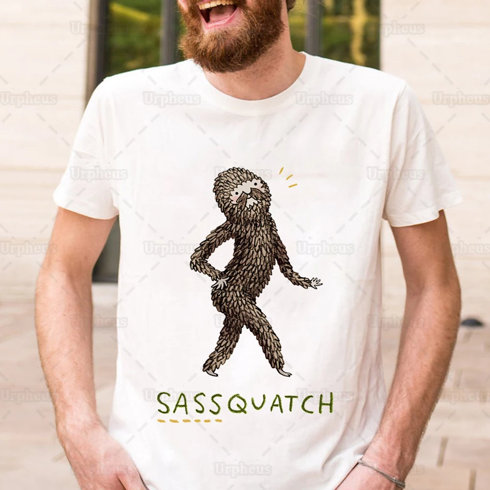 100% Cotton Funny Sassquatch Tshirt Myth Snowman Shirt Bigfoot Sasquatch Summer Top Tees | Мужская одежда