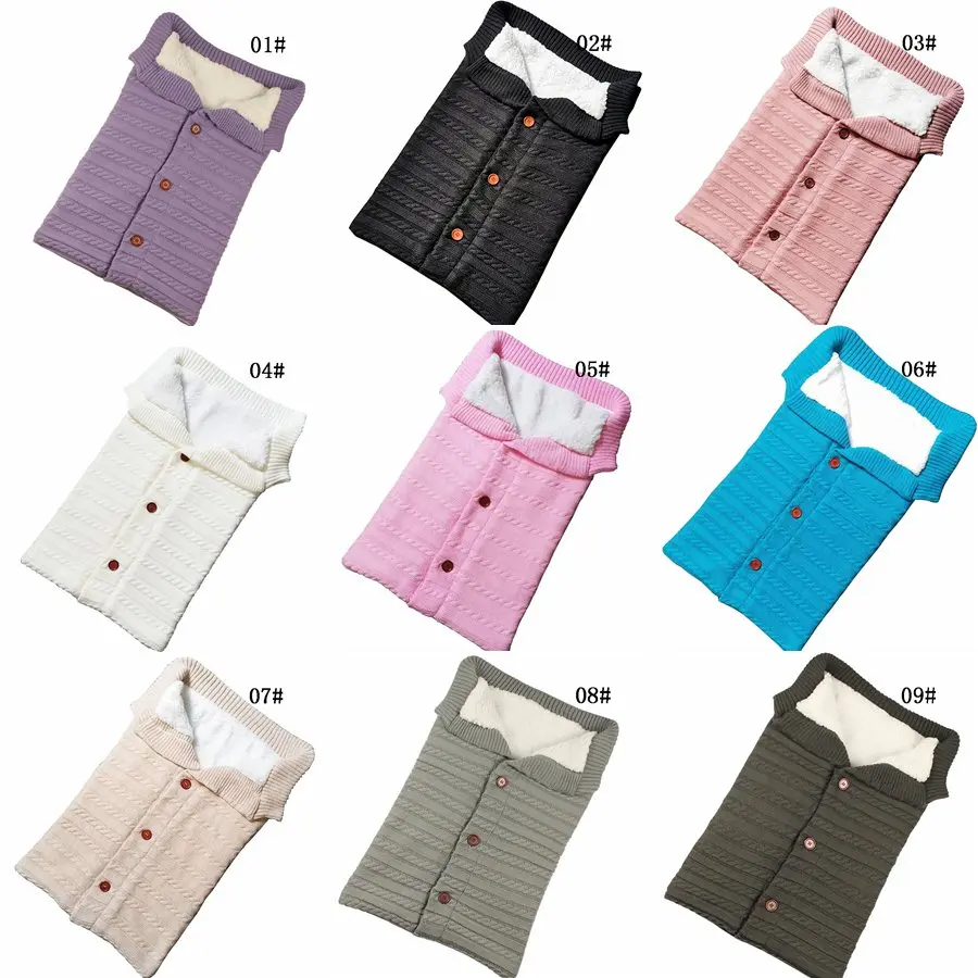 Пеленальный спальный мешок для новорожденных зимнее плотное вязаное мягкое