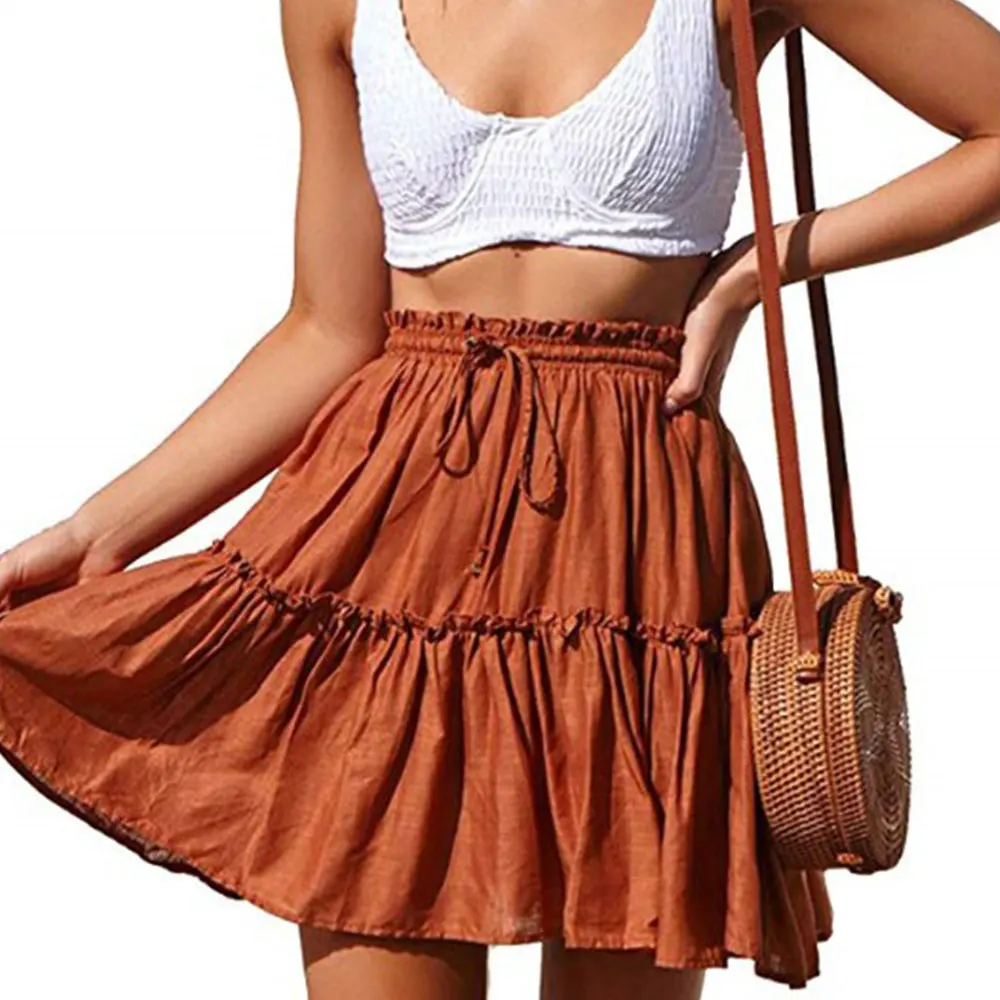 Женская мини-юбка в горошек с оборками | одежда