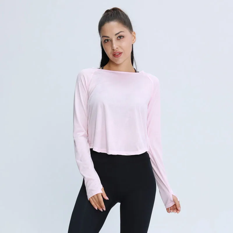 Женские футболки для йоги с большим пальцем топы длинным рукавом быстросохнущие