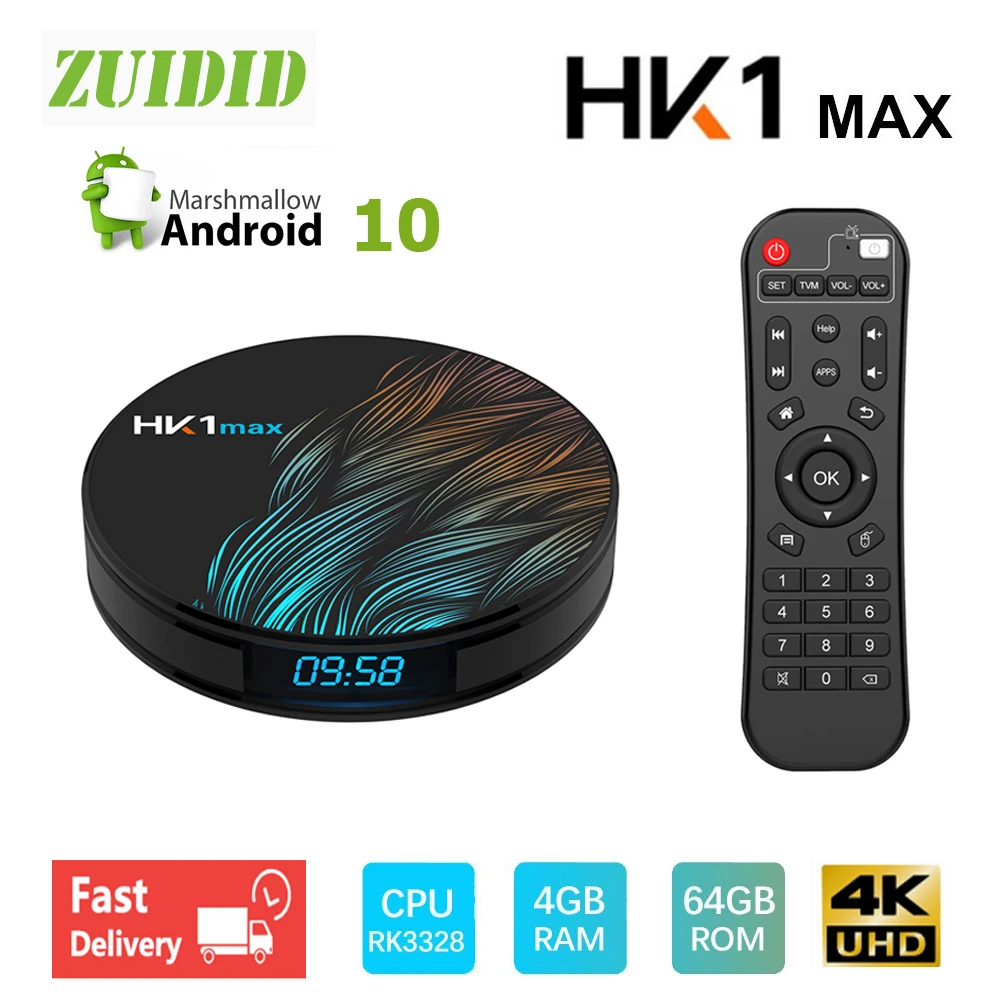 

2020 HK1MAX Android 9.0 Smart TV Box Wifi BT 4K Google Youtube KD Media Player RK3318 4GB RAM 64GB TV Set Top Box