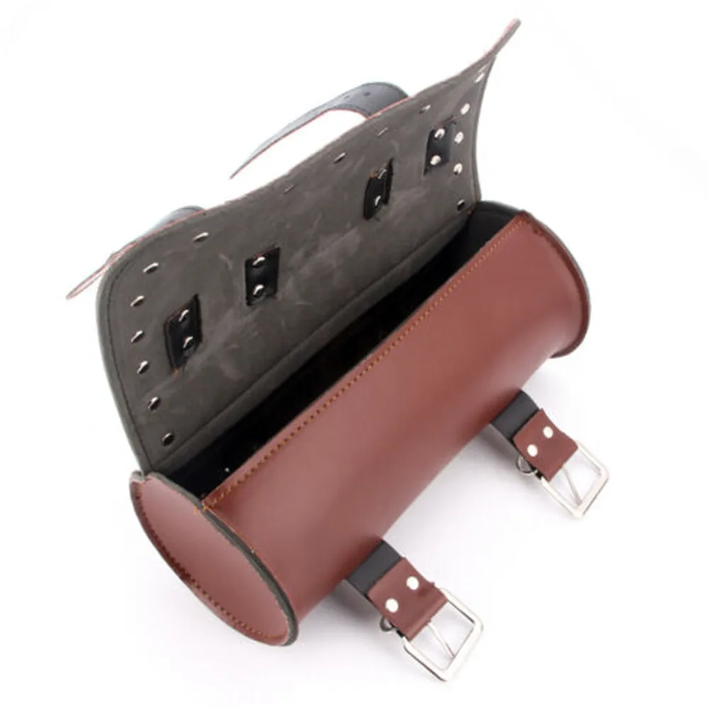 

PU Motorcycle Universal Leather Front Fork Tool Bag Pouch Luggage Saddle Bag
