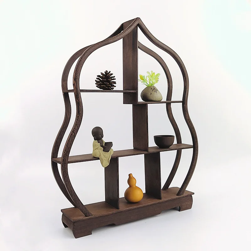 zq  Furniture Door Frame Duobao Rack Teapot Shelf Frame Ornament Rack Small Curio Box images - 6