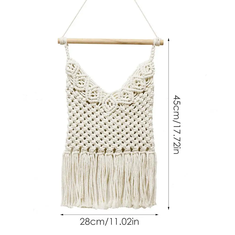 

Hand-Woven Net Bag Tapestry Flower Plant Basket Hanging Magazine Storage Organizer Bohemian Cotton Tapestry Wall Decoration