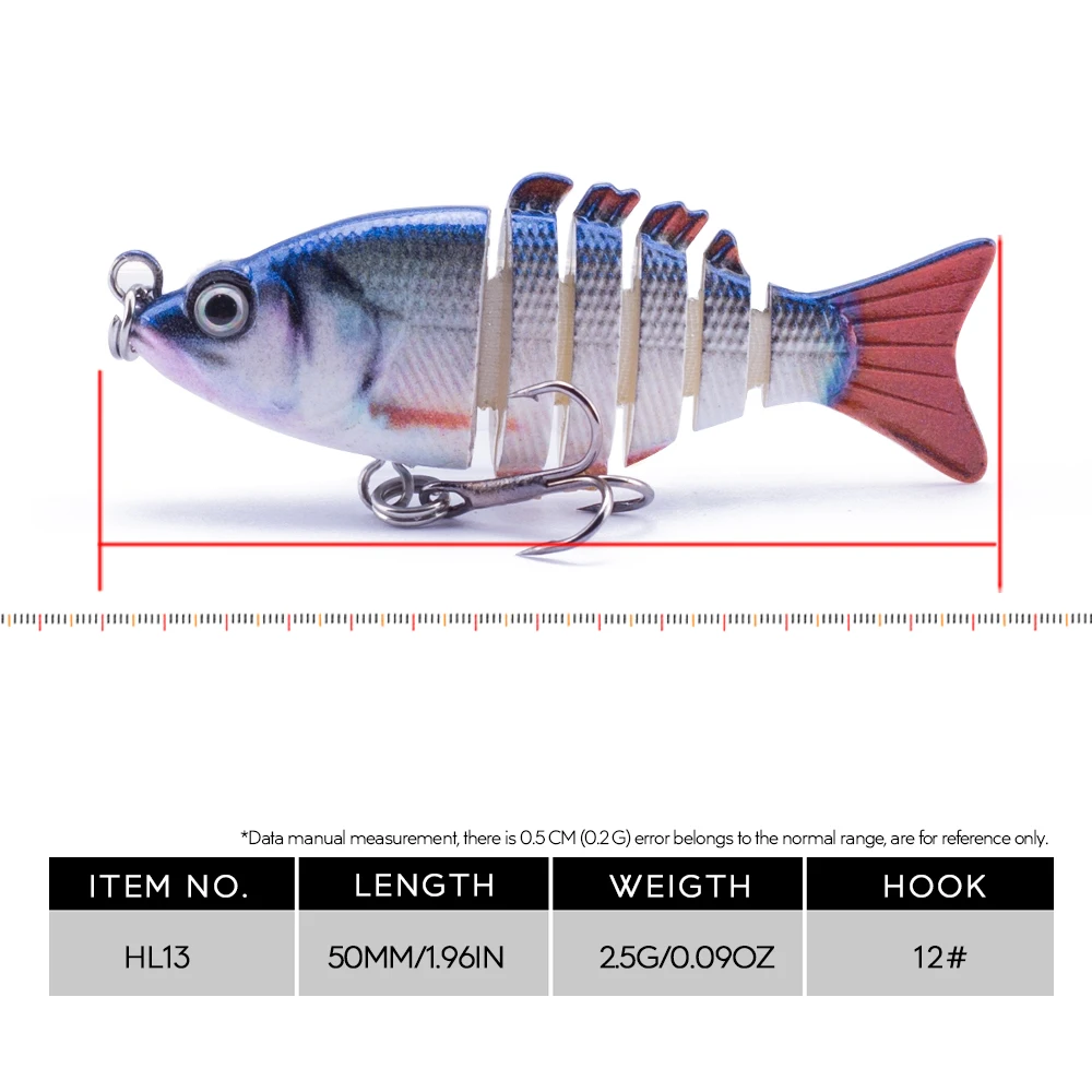 5 см/2 г мини Мульти соединенная Swimbait рыболовная приманка набор 6 сегментов Гибкая