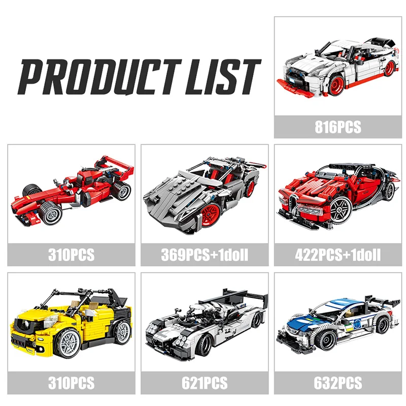 

Supercar Diy Building Blocks City Creator Technical Pull Back Racing Car Funcation Model Bricks Toy for Children Boys