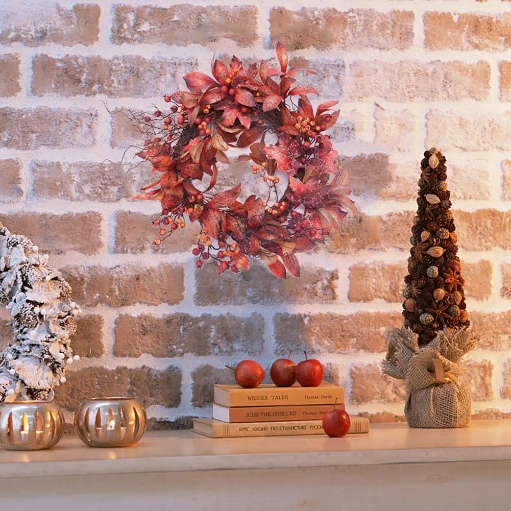 Осенний кленовый лист ягодный венок Хэллоуин День благодарения домашний декор