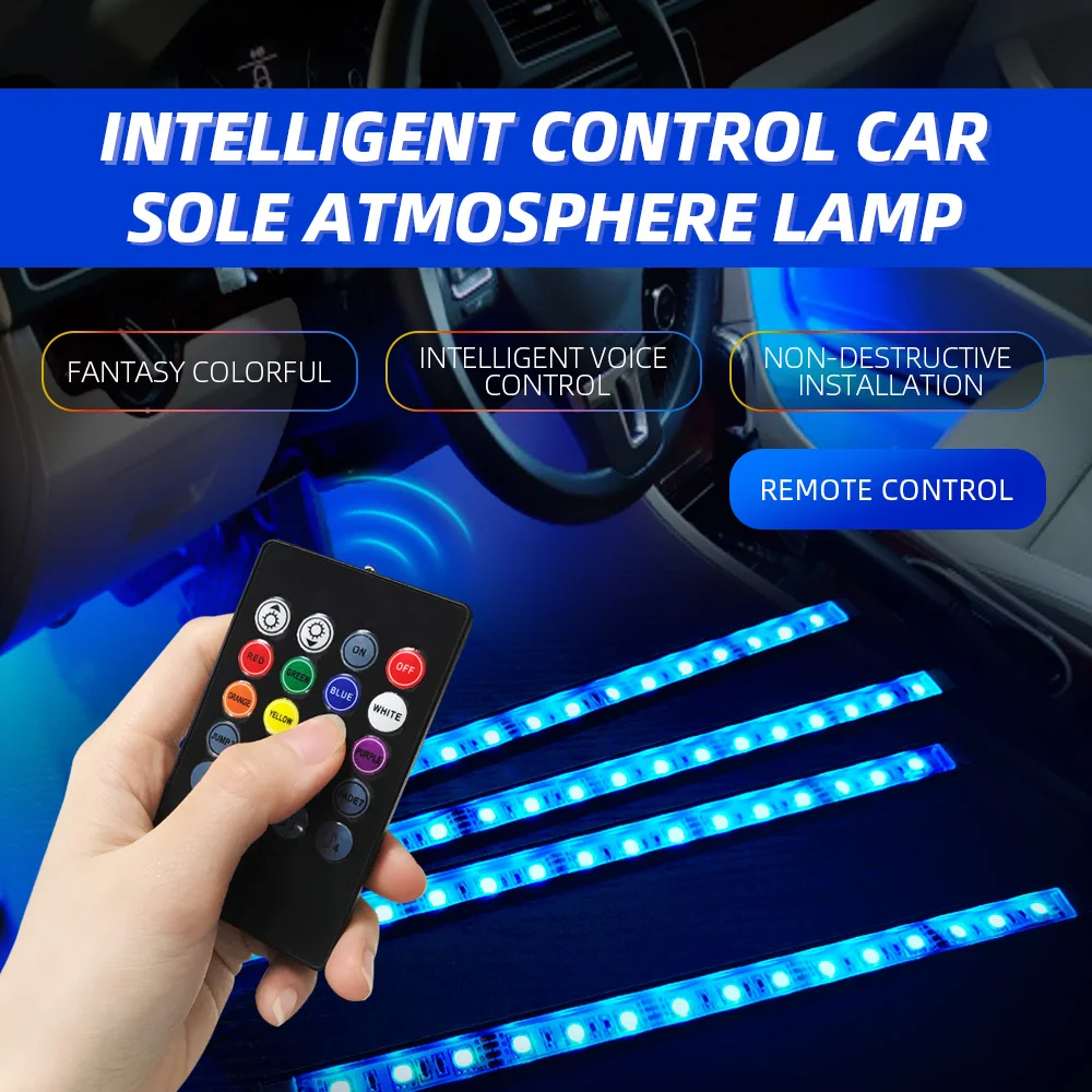 CROSSFOX Car Interior Decorative Music sound Control Multiple lighting Auto RGB led Ambient Light mood Products Styling Colorful |