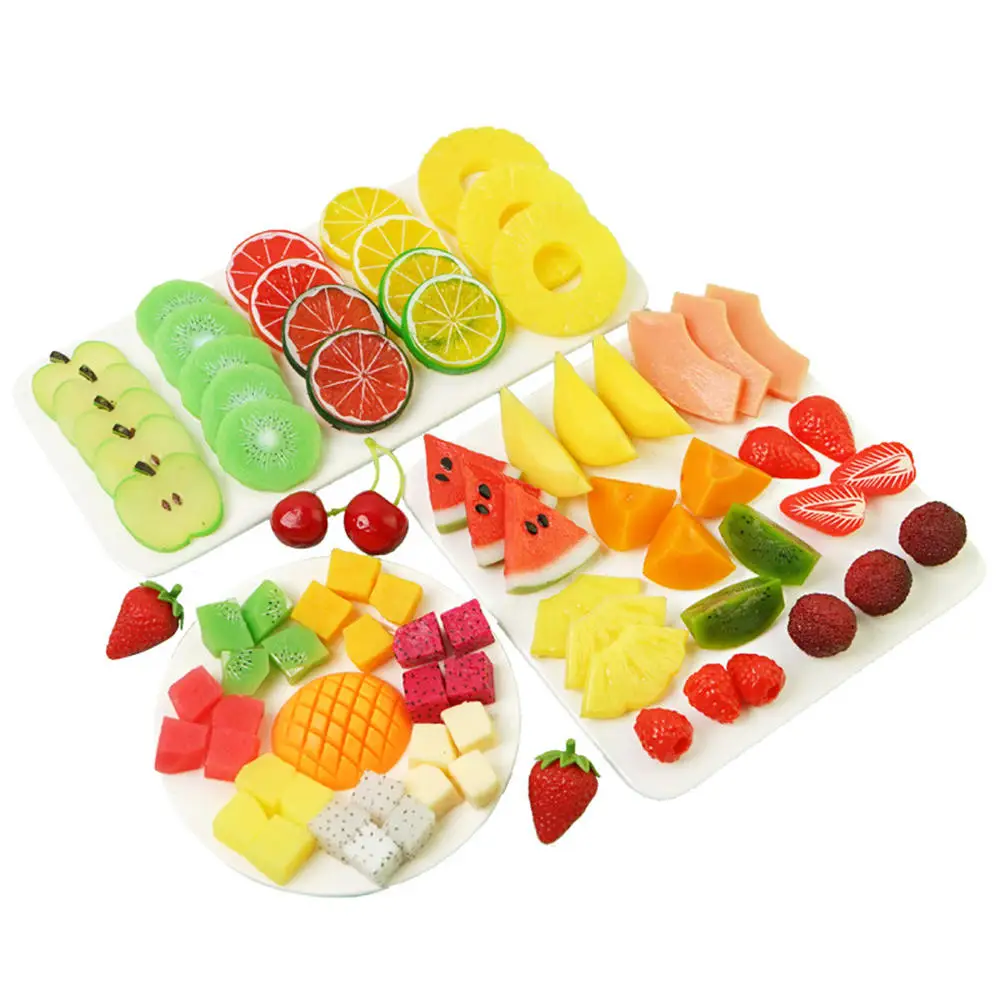 

Simulation Fruit Slices Fruit Block Plastic Artificial Fruit Models Lifelike Decorative Fake Fruit Decoration Photo Props Hot