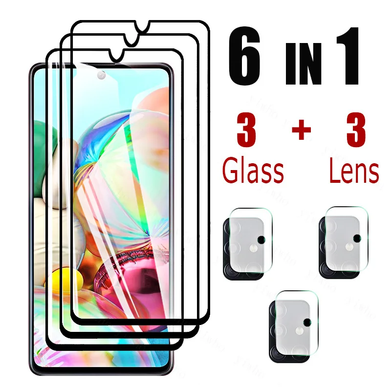 

Защитное стекло 6 в 1 для Samsung Galaxy A71 A72, закаленное стекло, полноэкранная пленка для Sumsun Galxy, Защитное стекло для объектива камеры