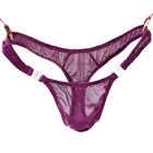 Трусы-стринги мужские, прозрачные, дышащие, с мешочком