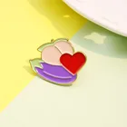 Новая эмалированная брошь для овощей и фруктов Длинный фиолетовый баклажан розовый персик сердце отворот булавка милая женщина значок подарок