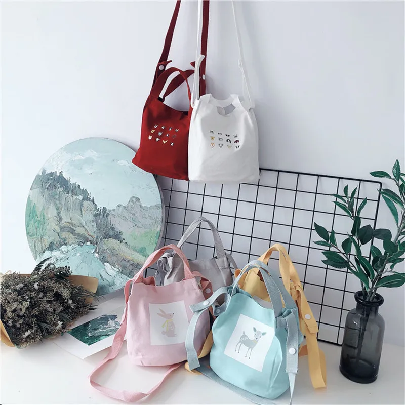 Сумка для покупок девочек и мальчиков простой холщовый портативный саквояж с