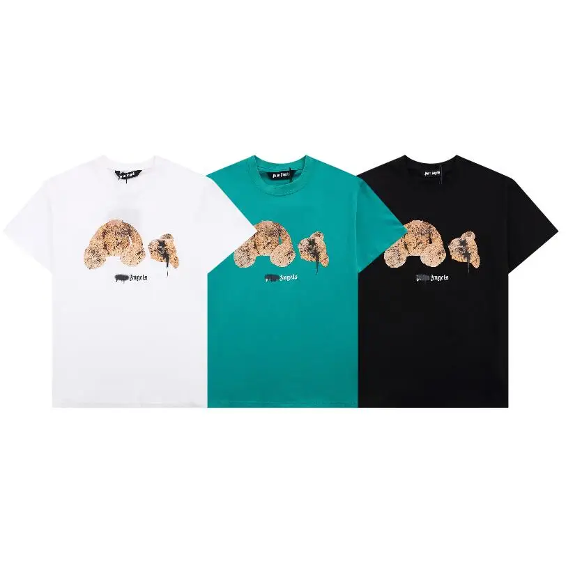 

Palm Angels 21SS Letter Logo PA Chic Loose Casual Round Neck Short Sleeve T-Shirt Broken Bear Men's and Women's Couples