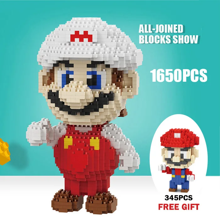 1650pcs Mario GIFT 2497 шт Супер Марио Луиджи мини алмазные Строительные блоки DIY кирпичные игрушки для детей развивающие игрушки для детей рождественские подарки - Цвет: 1650pcs Mario GIFT