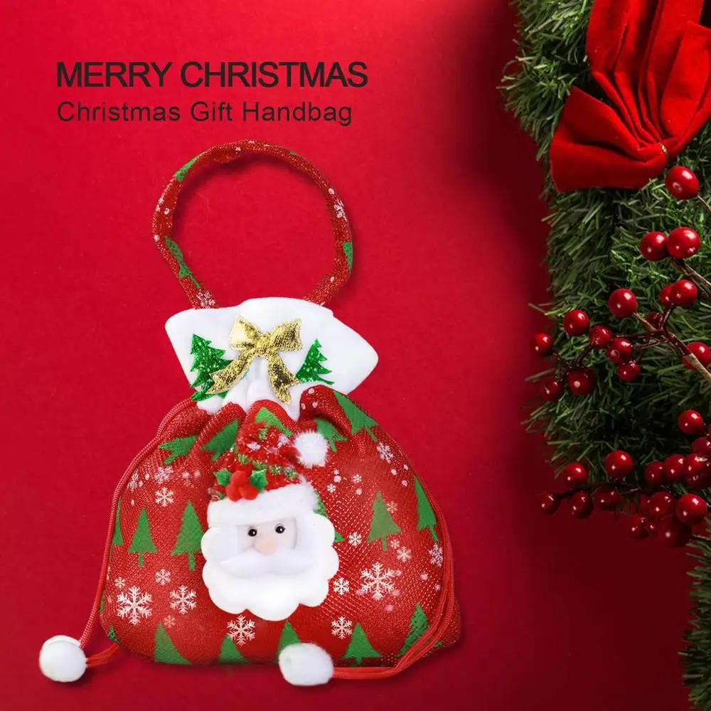 Рождественский Подарочный пакет мешок для конфет на шнурке рождественский
