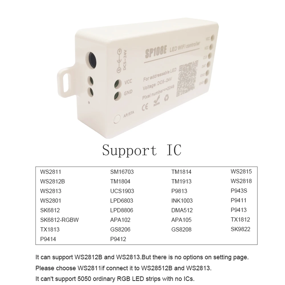 SP108E WiFi контроллер для WS2812B Светодиодная лента смартфона приложение управление