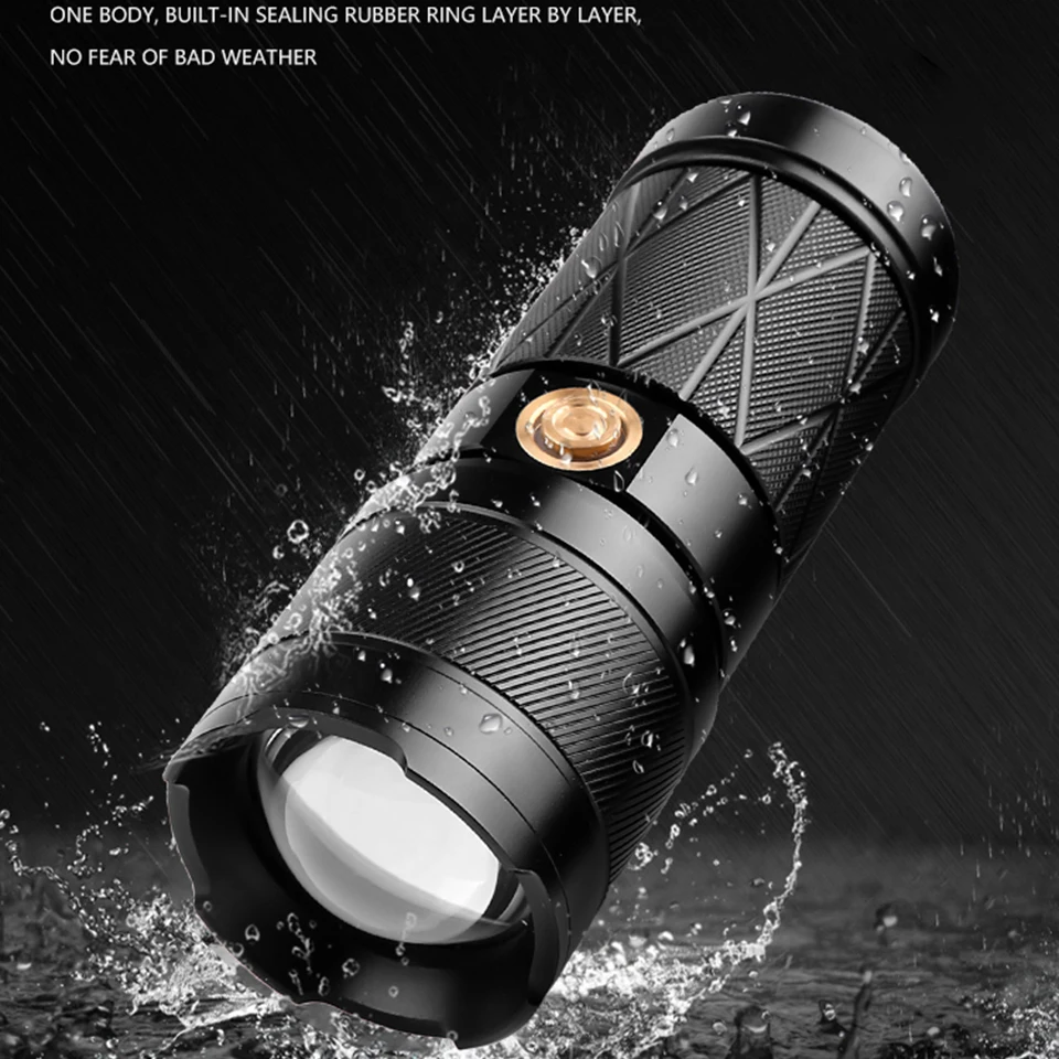 

Super Bright XHP90.2 Led Flashlight Waterproof Rechargeable Zoom Torch Head Flashlight Work Light Spotlight Floodling Lantern