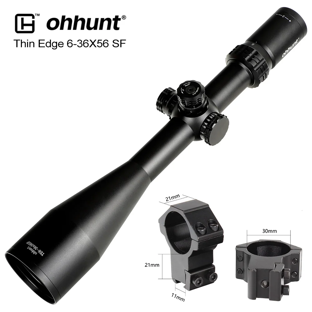 High Dovetail Rings Ohhunt тонкий край 6-36X56 SF охотничий прицел с Боковая регулировка параллакса стопор башни сброс тактический оптический прицел - Цвет: High Dovetail Rings