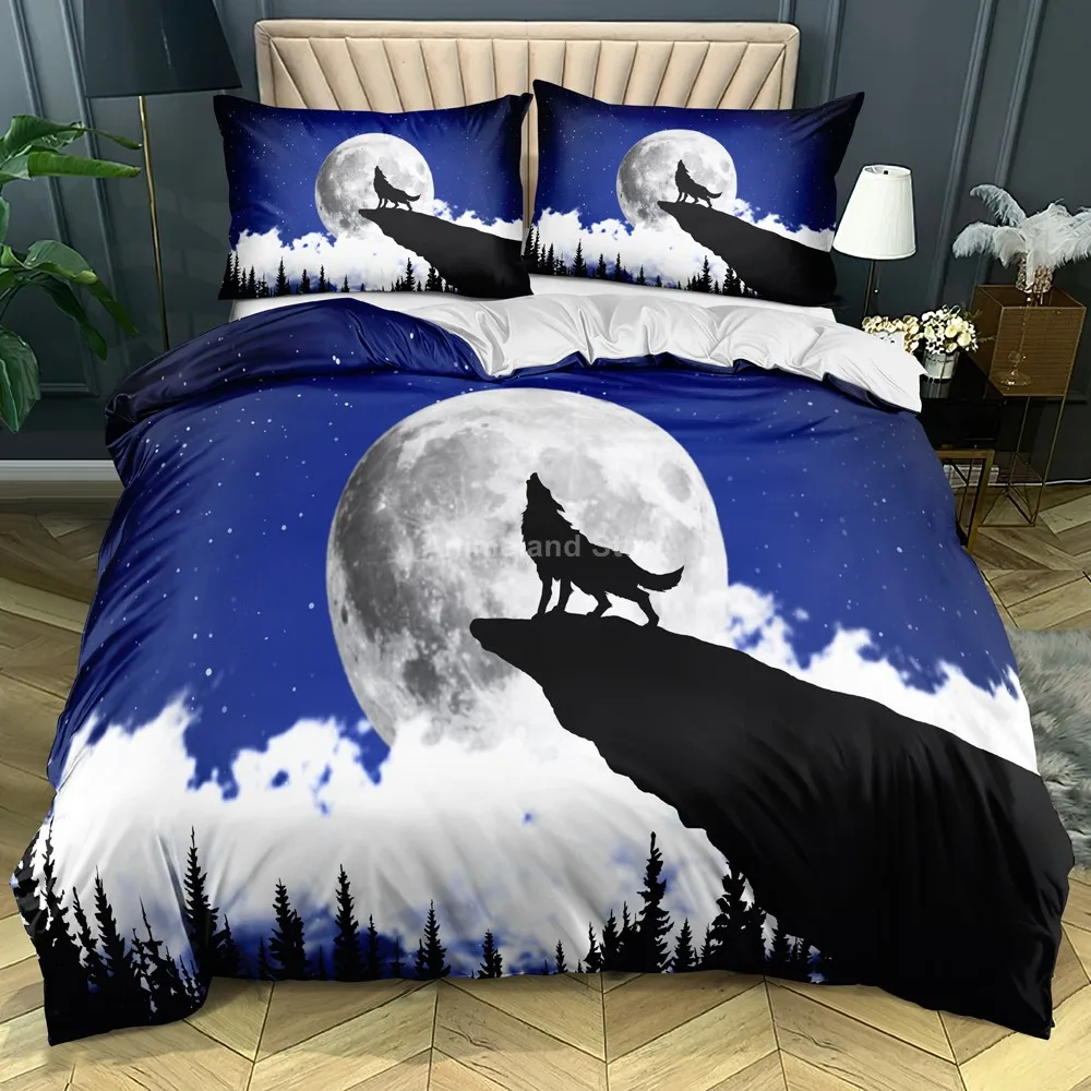 

Scenery Comforter Bedding Set Adult Kid Duvet Cover Sets Pillowcase Twin Full Home Textile Animal Wolf 3D Print Queen King Size