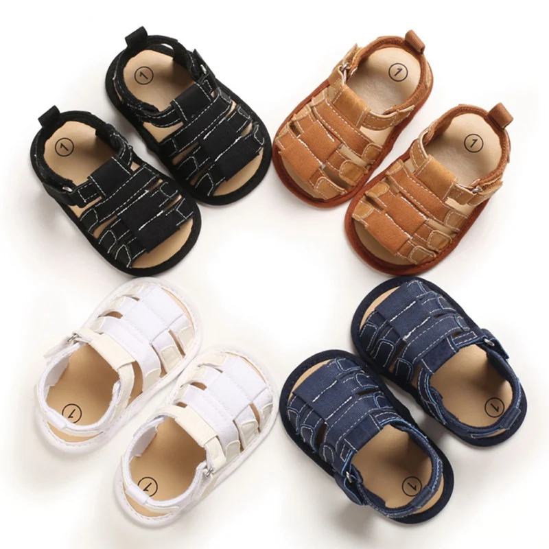 

0-18M Baby Summer Sandals Shoes Newborn Infant Baby Boys Kids Crib Shoes Soft Sole Solid Hook Causal Anti Slip Sneakers