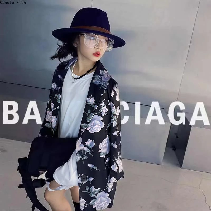 

Girls retro flower suit jacket 2021 autumn new cool girl temperament fan foreign style top