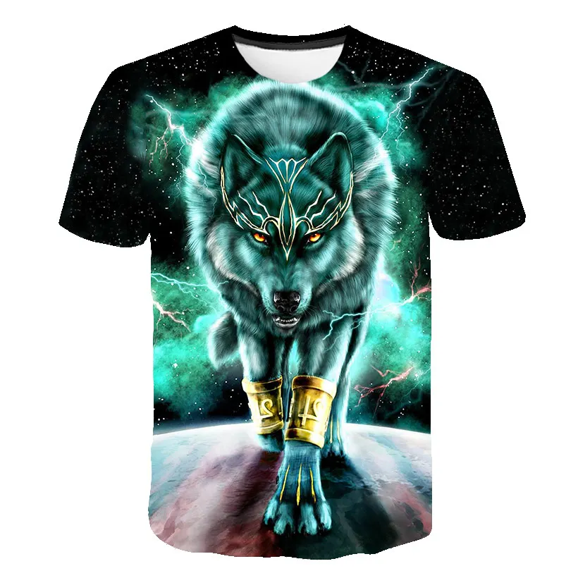 

Boys & Girls Animal T-shirts Kids Fond wolf Print 3D T Shirt For Boys Children Summer Short Sleeve T-shirt Tops Casual Clothing