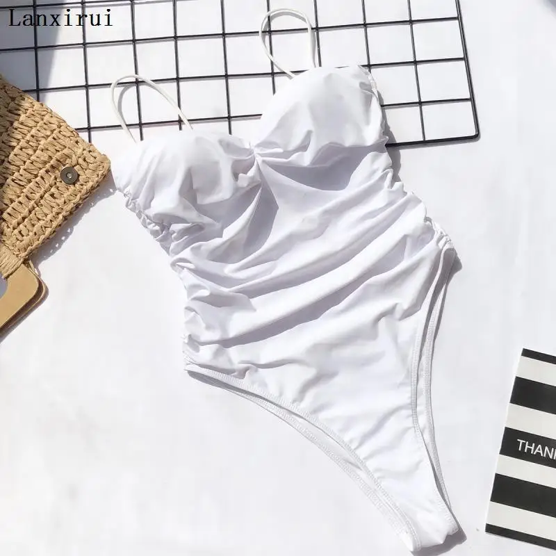 

New One Piece Swimsuit Sexy Swimwear Women Solid Bathing Suit Halter Beach Wear Leopard One Piece Bikini Maillot De Bain Female