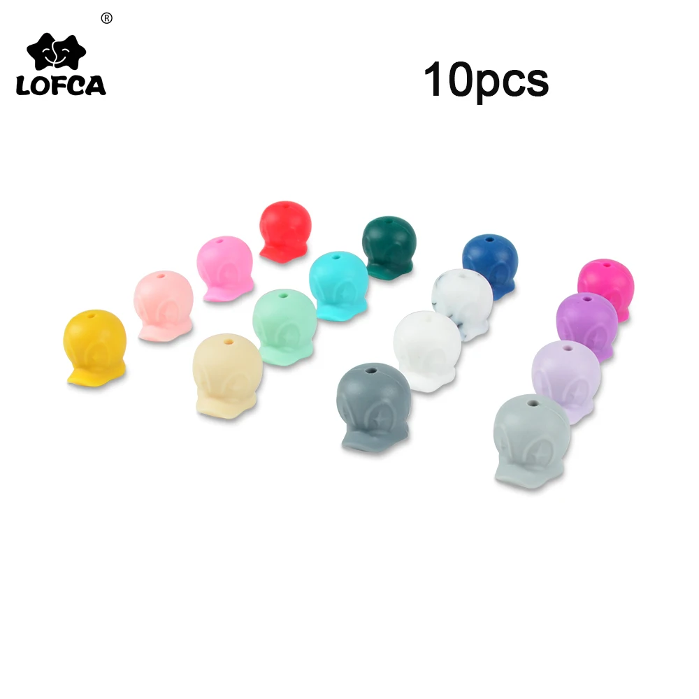 LOFCA-Cuentas de pato de silicona para dentici&oacute;n de beb&eacute;, accesorios para morder, chupete de grado alimenticio, sin BPA, 10 Uds.-0