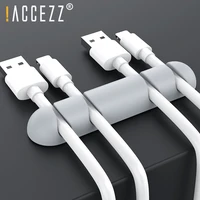 accezz usb cable organizer holder management wire winder earphone mouse cord silicone clip phone cables line desktop organizer