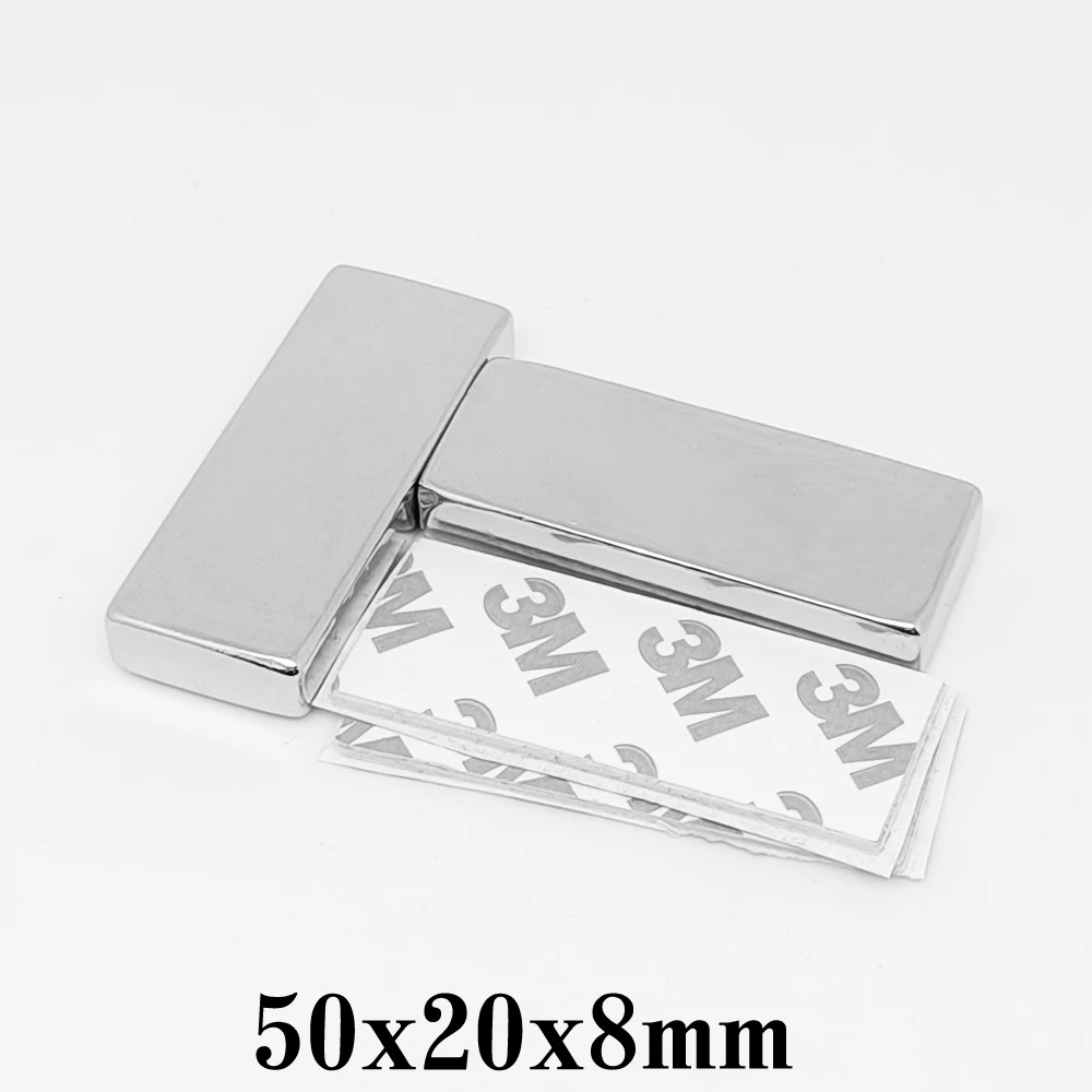 1/2/5 шт. 50x20x8 мм блок супер мощные сильные магнитные магниты с лентой 3 м 50*20*8