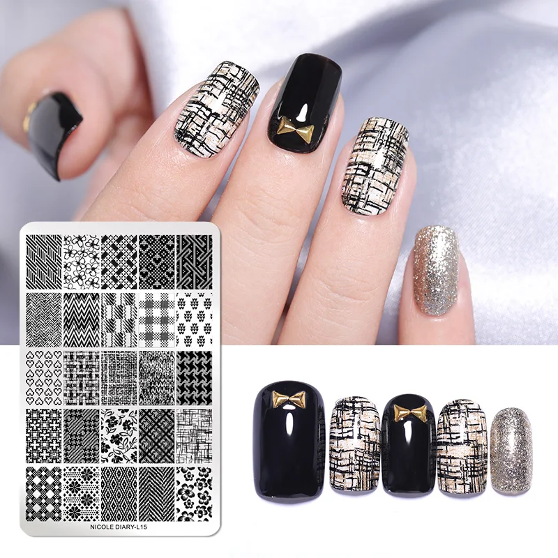 Трафареты NICOLE DIARY для стемпинга ногтей инструменты дизайна из нержавеющей стали