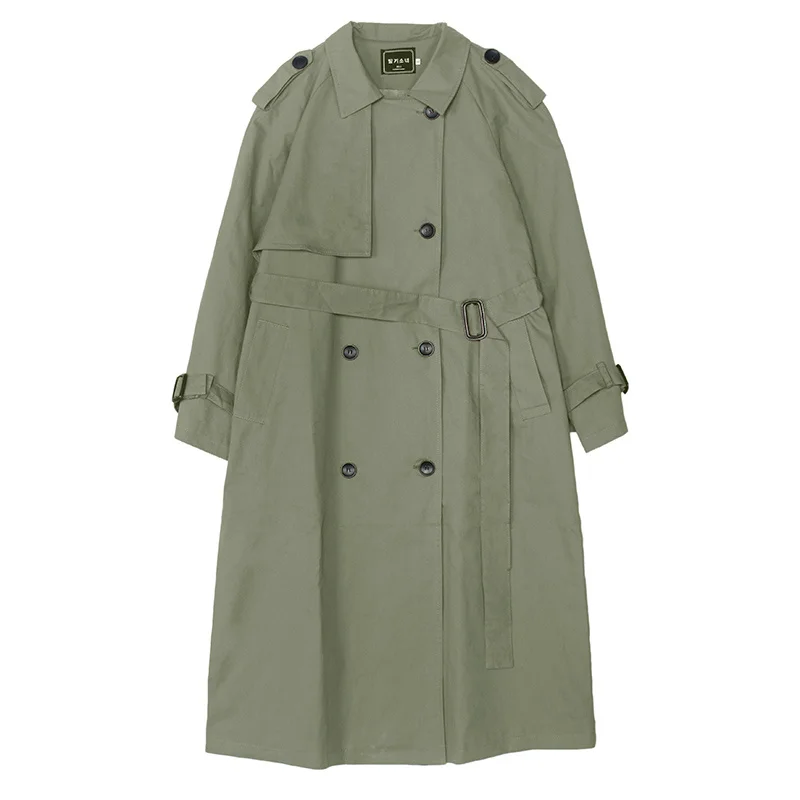 

England Style Double-Breasted Long Women Trench Coat Belted With Flaps Spring Autumn Lady Windbreaker Duster Coat Female Clothes