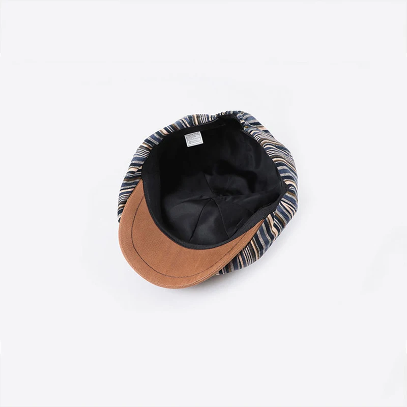 

2020 Autumn Multi Color Striped Octagonal Hat Women Newsboy Retro Man Versatile Casual Painter Strange Fashion Peaked Beret Cap