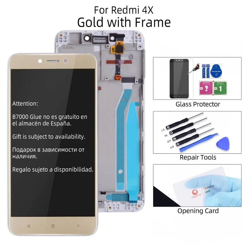 Gold with Frame Дисплей для XIAOMI Redmi 4X / 4x Pro / 4X Prime LCD в сборе с тачскрином на рамке 5.0'' Черный и белый золото - Цвет: Gold with Frame